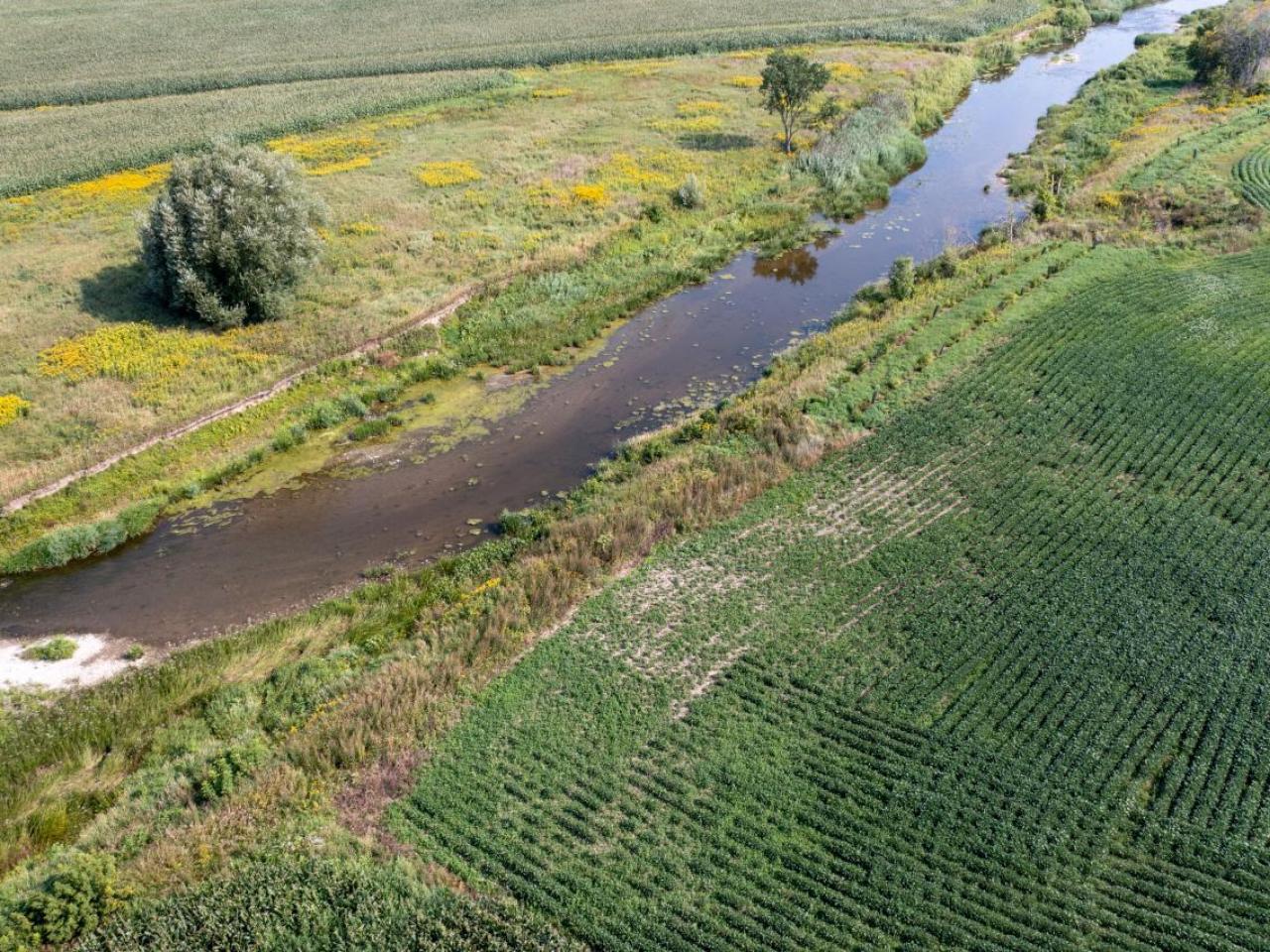 Agricultural landscape in Quebec, Canada.