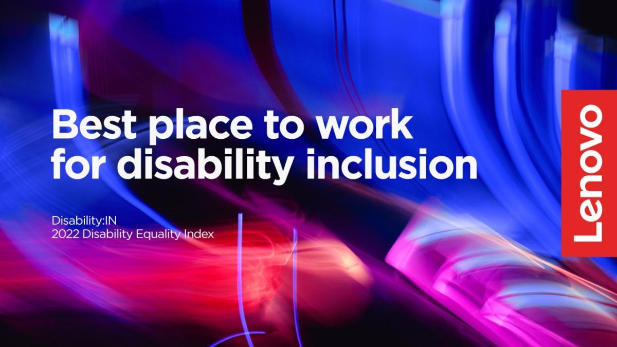  Graphic with the words, "Best place to work for disability inclusion"