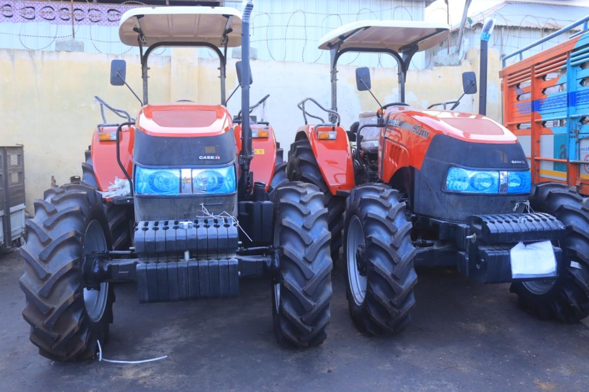 Two parked tractors