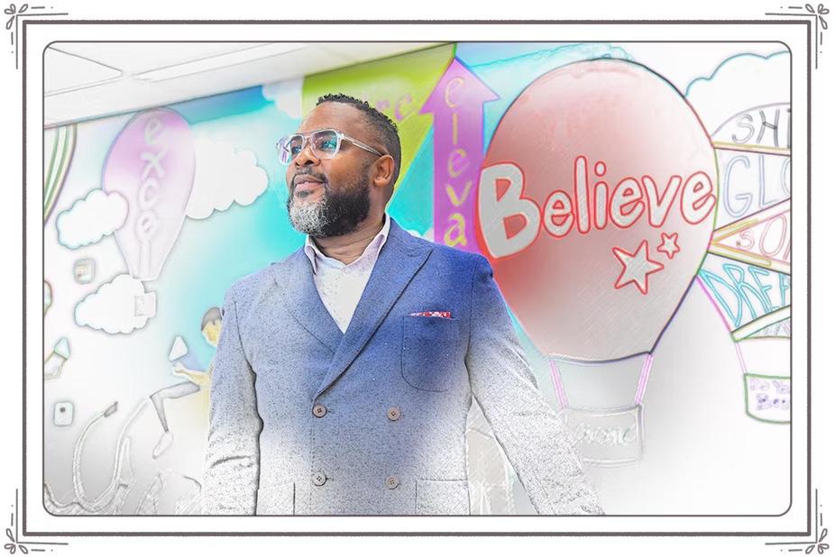Julius B Anthony, "Believe" in the background. Image fades from black and white, like a coloring page, to full color around Julius