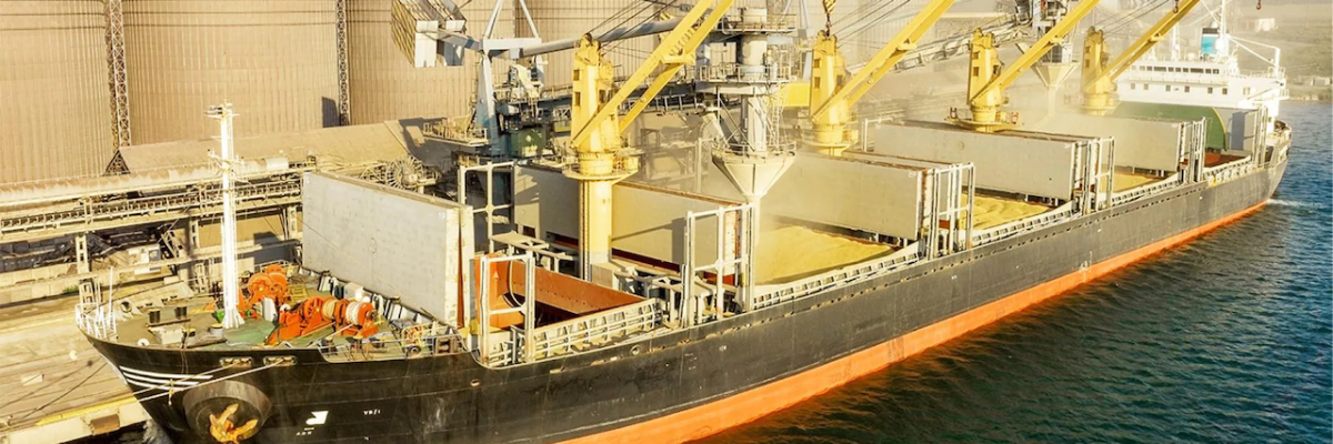 Grain tanker at port