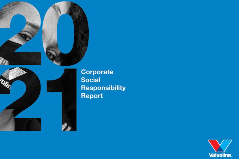 Valvoline 2021 Corporate Social Responsibility Report Cover
