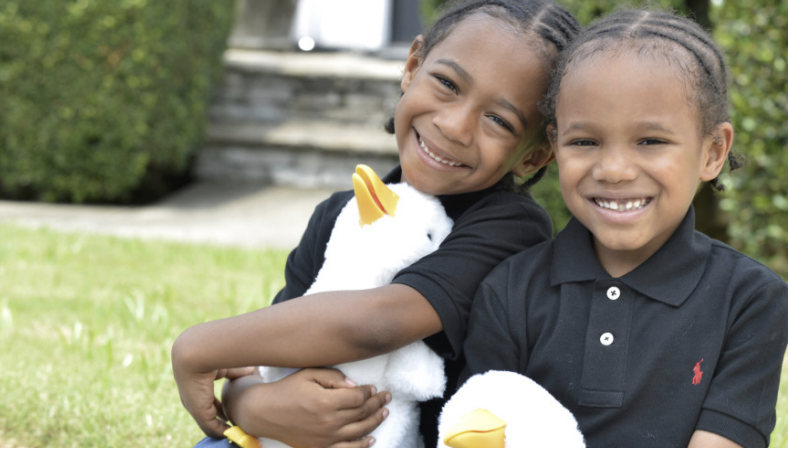 Sawyer Guillory was born with sickle cell disease and received his twin brother Saxton’s bone marrow as his cure. Both were part of Aflac’s pilot program in 2021 to provide a new version of My Special Aflac Duck to children with sickle cell disease.