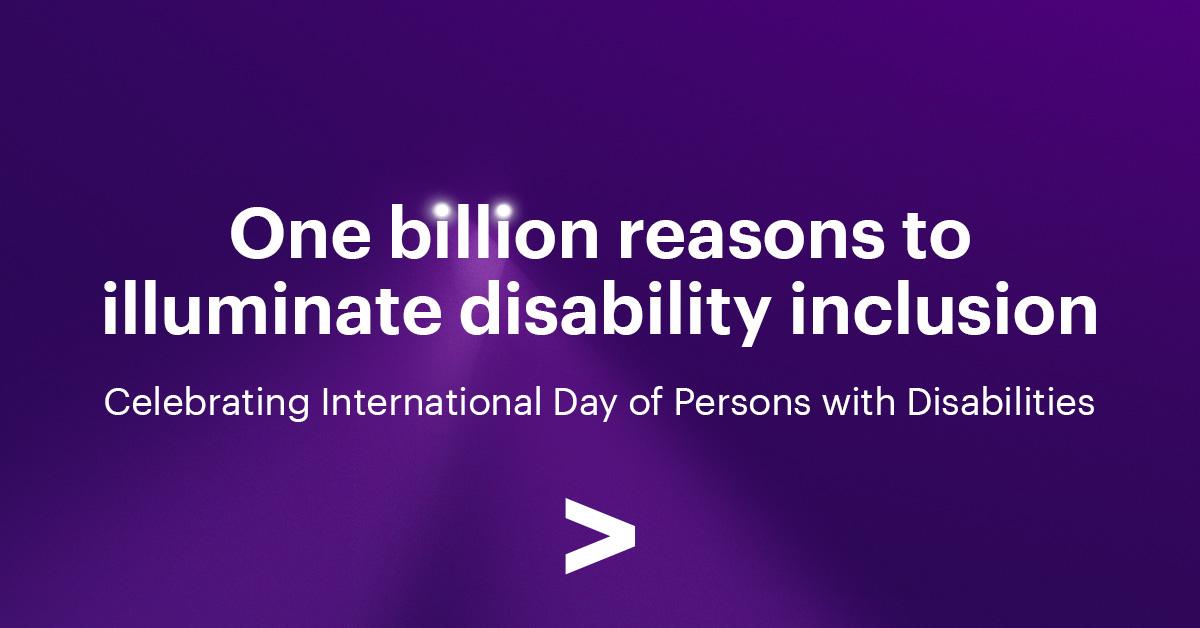 One billion reasons to illuminate disability inclusion. Celebrating International Day of Persons with Disabilities. The text is on a dark purple gradient background.