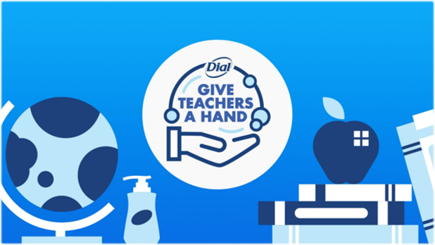 Dial logo above the phrase, "Give Teachers a Hand" 