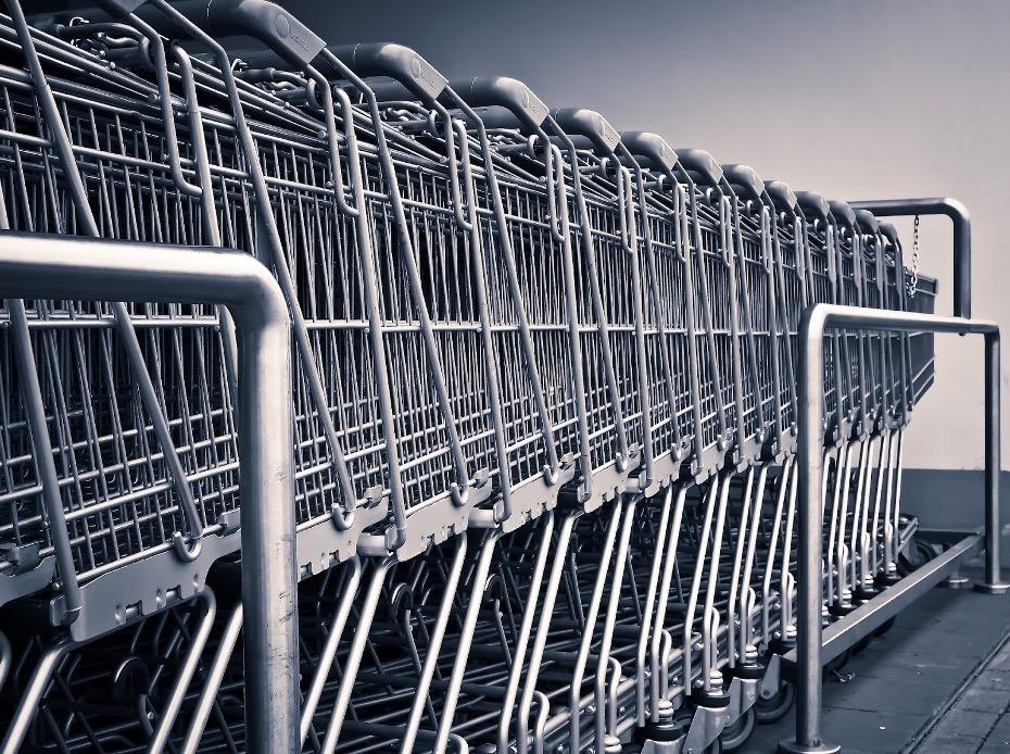Shopping carts lined up.